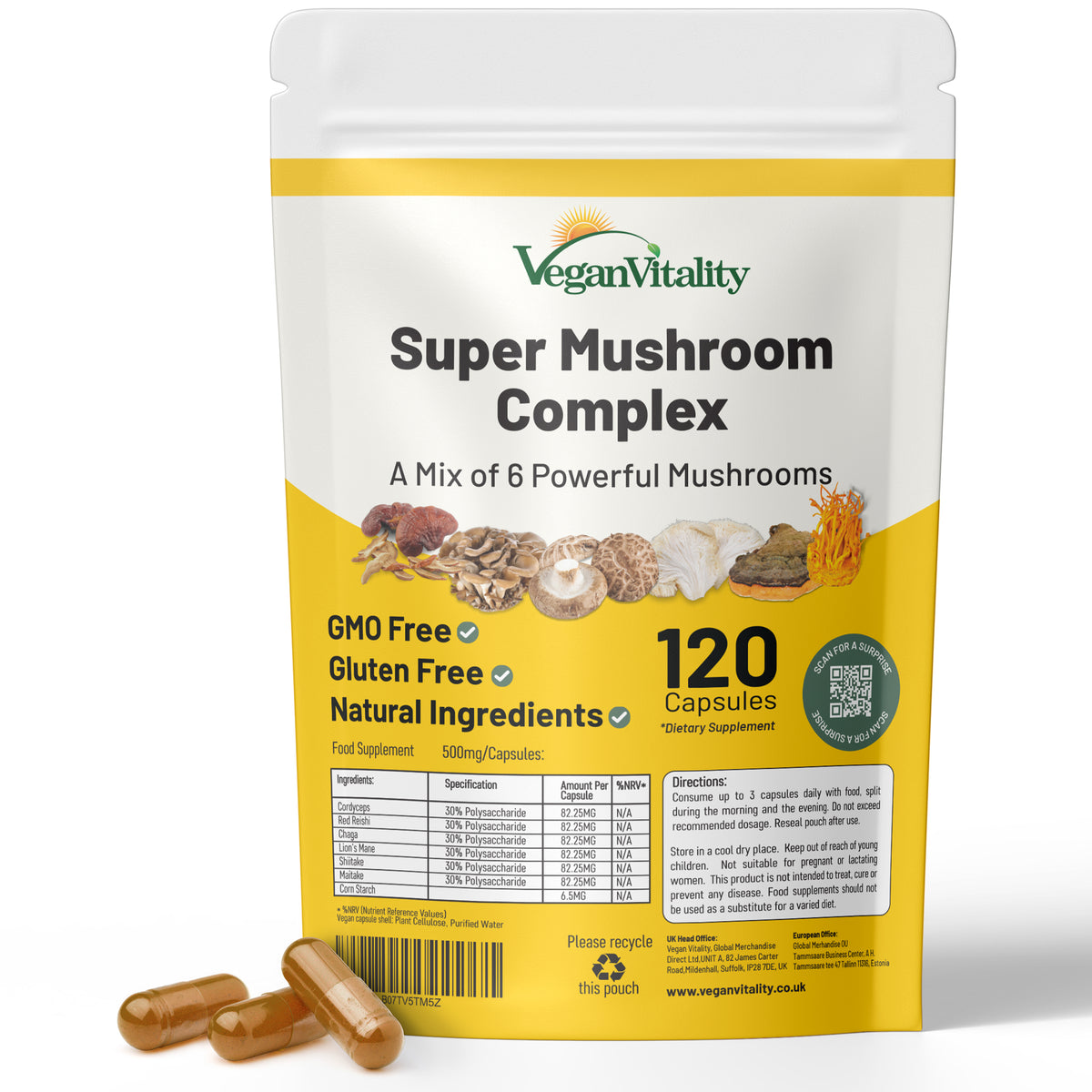Super Mushroom Complex 6 Supplement - Vegan Vitality