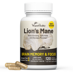 Lion's Mane Brain Complex with Bacopa, Gotu Kola, Ginseng and B12 - 120 Capsules