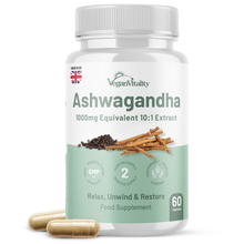 Load image into Gallery viewer, Ashwagandha Root -  High Strength 1000mg Equivalent with Black Pepper