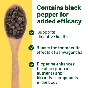 Ashwagandha Root -  High Strength 1000mg Equivalent with Black Pepper