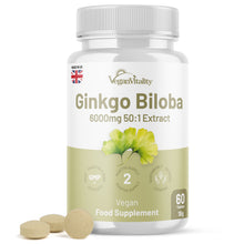 Load image into Gallery viewer, Vegan Vitality&#39;s Ginkgo Biloba - For focus &amp; memory with antioxidants and anti-inflammatory properties - 2 Months Supply