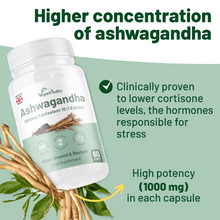 Load image into Gallery viewer, Ashwagandha Root -  High Strength 1000mg Equivalent with Black Pepper