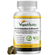 Load image into Gallery viewer, Vegan Multivitamins &amp; Minerals with High B12, D3 &amp; K2