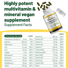 Load image into Gallery viewer, Vegan Multivitamins &amp; Minerals with High B12, D3 &amp; K2