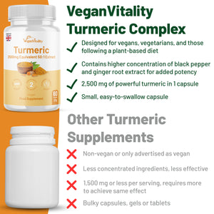 Turmeric Complex - 60 Capsules with Ginger and Black Pepper 2 Months Supply