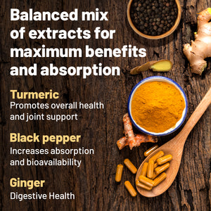 Turmeric Complex - 60 Capsules with Ginger and Black Pepper 2 Months Supply