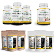 Load image into Gallery viewer, 6 Month Saver Bundle 4 - Vegan Omega 3, Multivitamins, Mushroom Complex &amp; Vegan Collagen