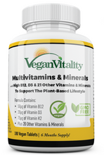 Load image into Gallery viewer, Vegan Multivitamins &amp; Minerals with High B12, D3 &amp; K2