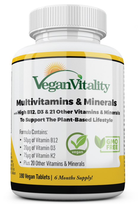 Vegan Multivitamins & Minerals with High B12, D3 & K2